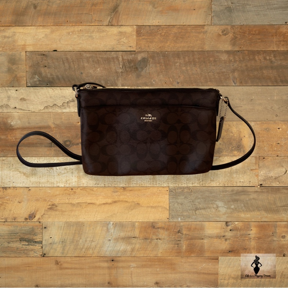 Coach Dark Brown Signature Crossbody Bag #1965